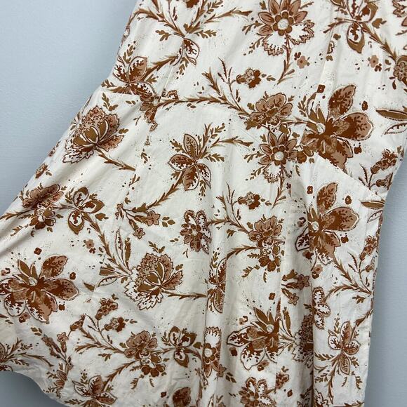 Abercrombie and Fitch Cream Floral Printed Poplin Puff Sleeve Midi Dress XS - Picture 6 of 7